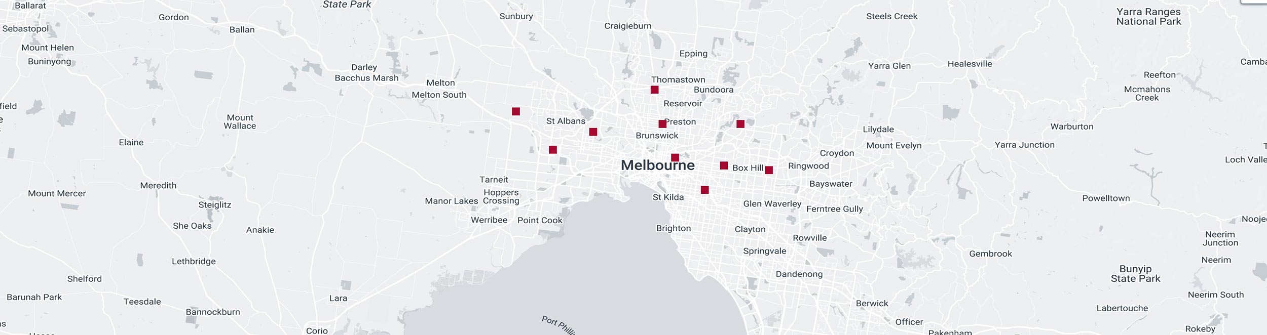 Map showing Dingle Partners managed properties across metropolitan Melbourne