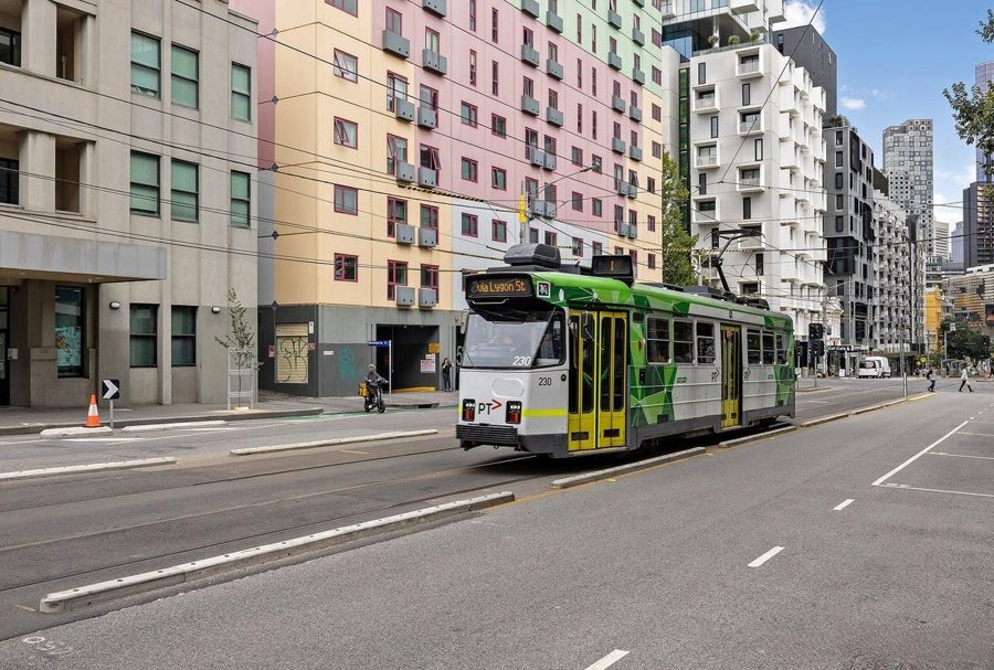 Route 1 tram on Swanston Street, Carlton